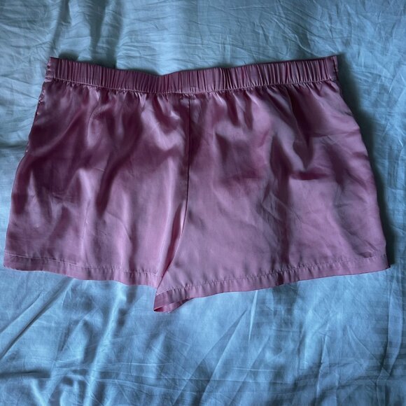 PJ SET - La Vie en Rose Satin Crop Button-Down Shirt and Satin Shorts Candy Pink - Picture 11 of 11